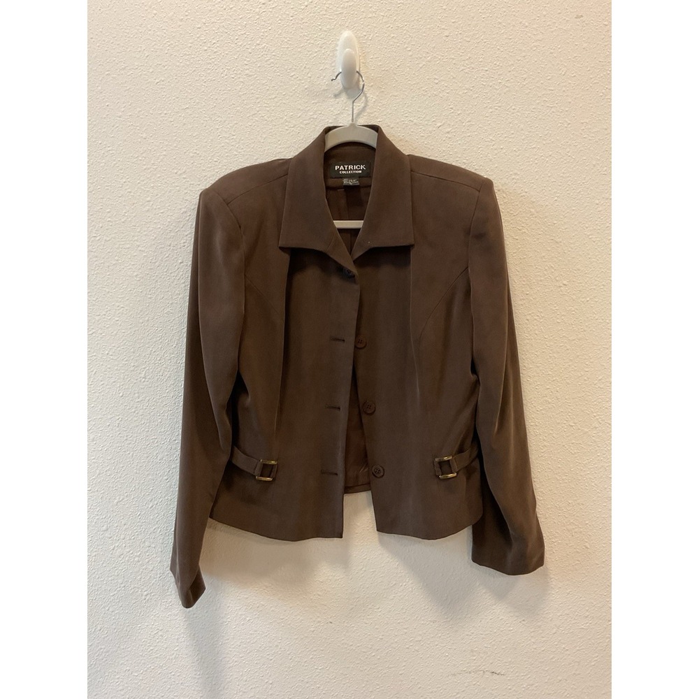 Vtg 80s 90s Patrick Pure Collection 100% Silk Button Blazer Jacket Womens S 10